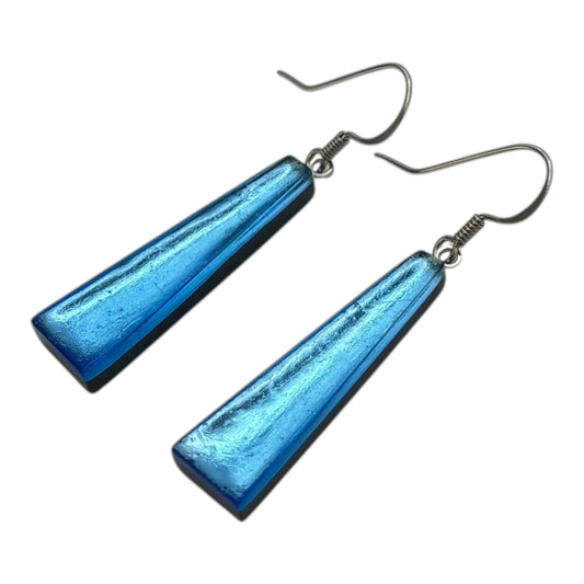 Sky Pinstripe Shiny Fish Hook Earrings