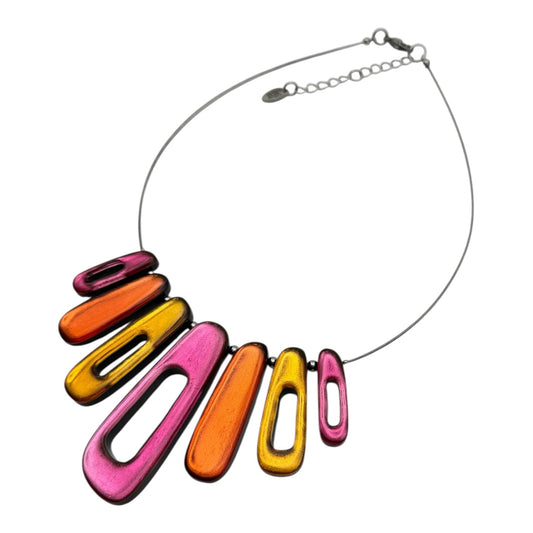 Tropical Elongated Rectangles Shiny Necklace