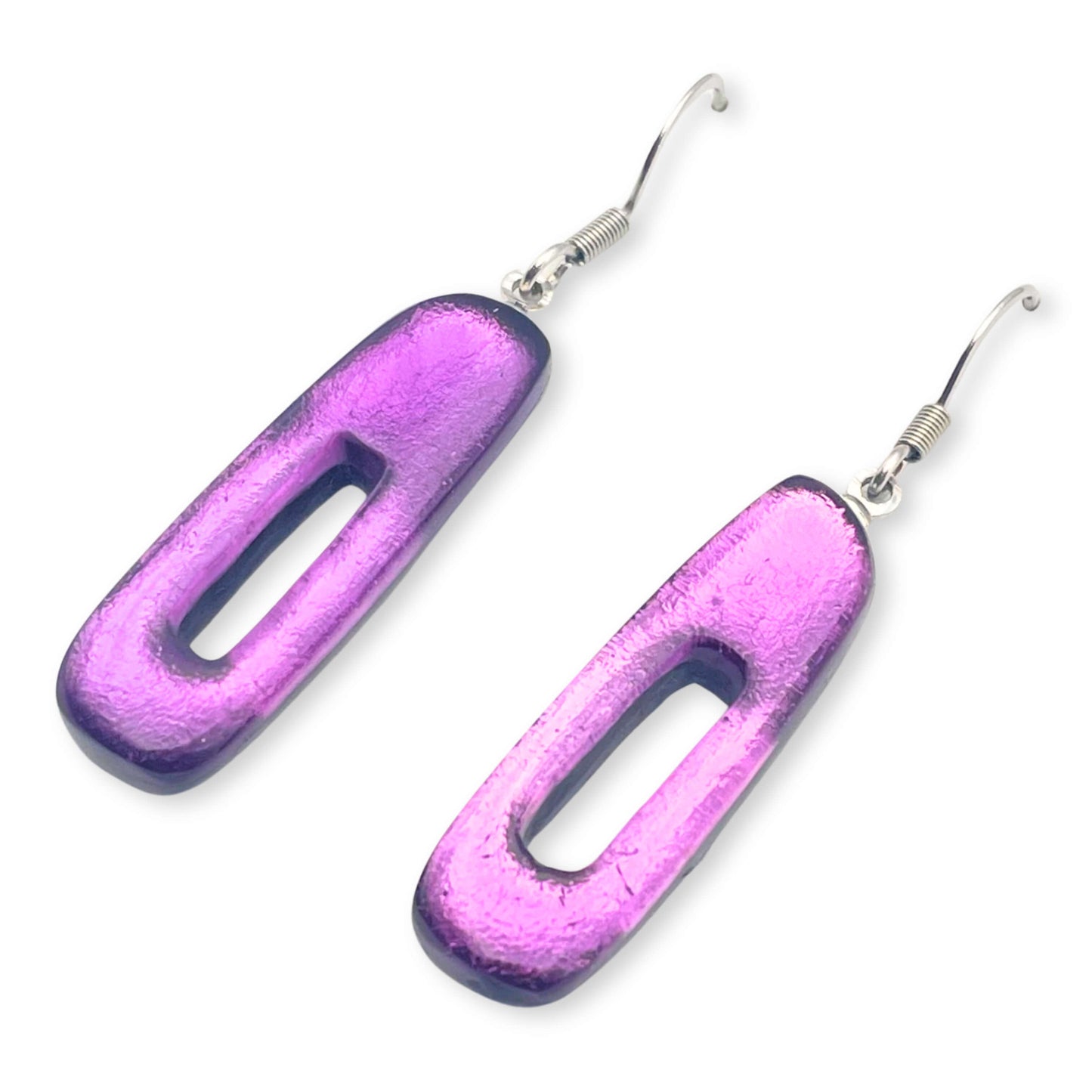 Rainbow Elongated Rectangles Shiny Fish Hook Earrings