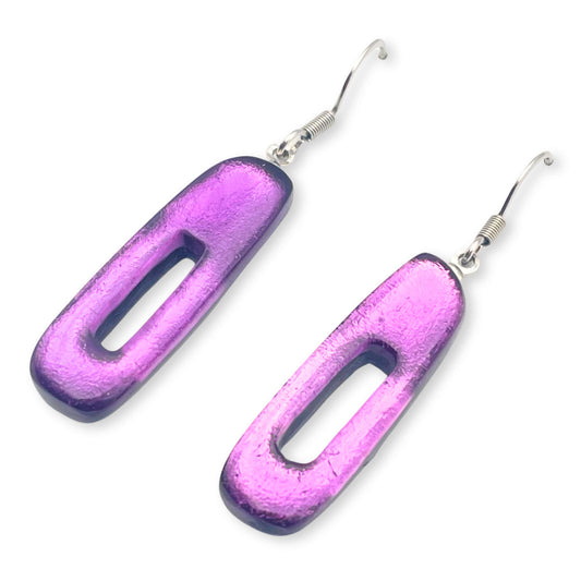 Rainbow Elongated Rectangles Shiny Fish Hook Earrings