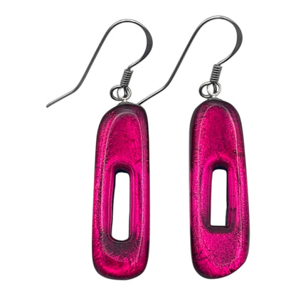 Tropical Elongated Rectangles Shiny Fish Hook Earrings