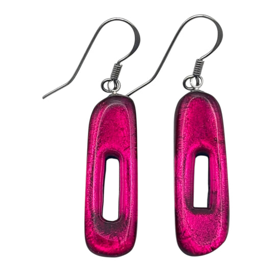 Tropical Elongated Rectangles Shiny Fish Hook Earrings