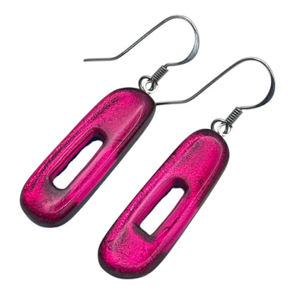 Tropical Elongated Rectangles Shiny Fish Hook Earrings