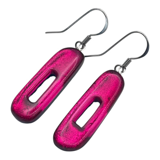 Tropical Elongated Rectangles Shiny Fish Hook Earrings