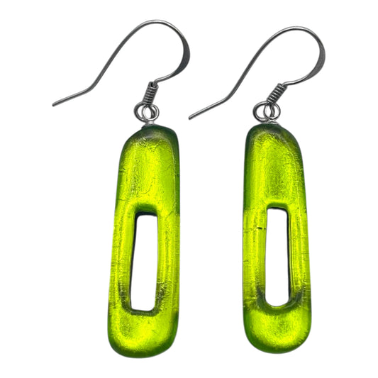 Zest Elongated Rectangles Shiny Fish Hook Earrings