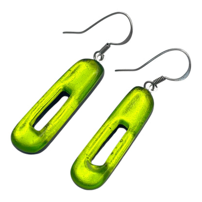 Zest Elongated Rectangles Shiny Fish Hook Earrings