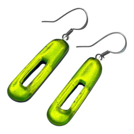 Zest Elongated Rectangles Shiny Fish Hook Earrings