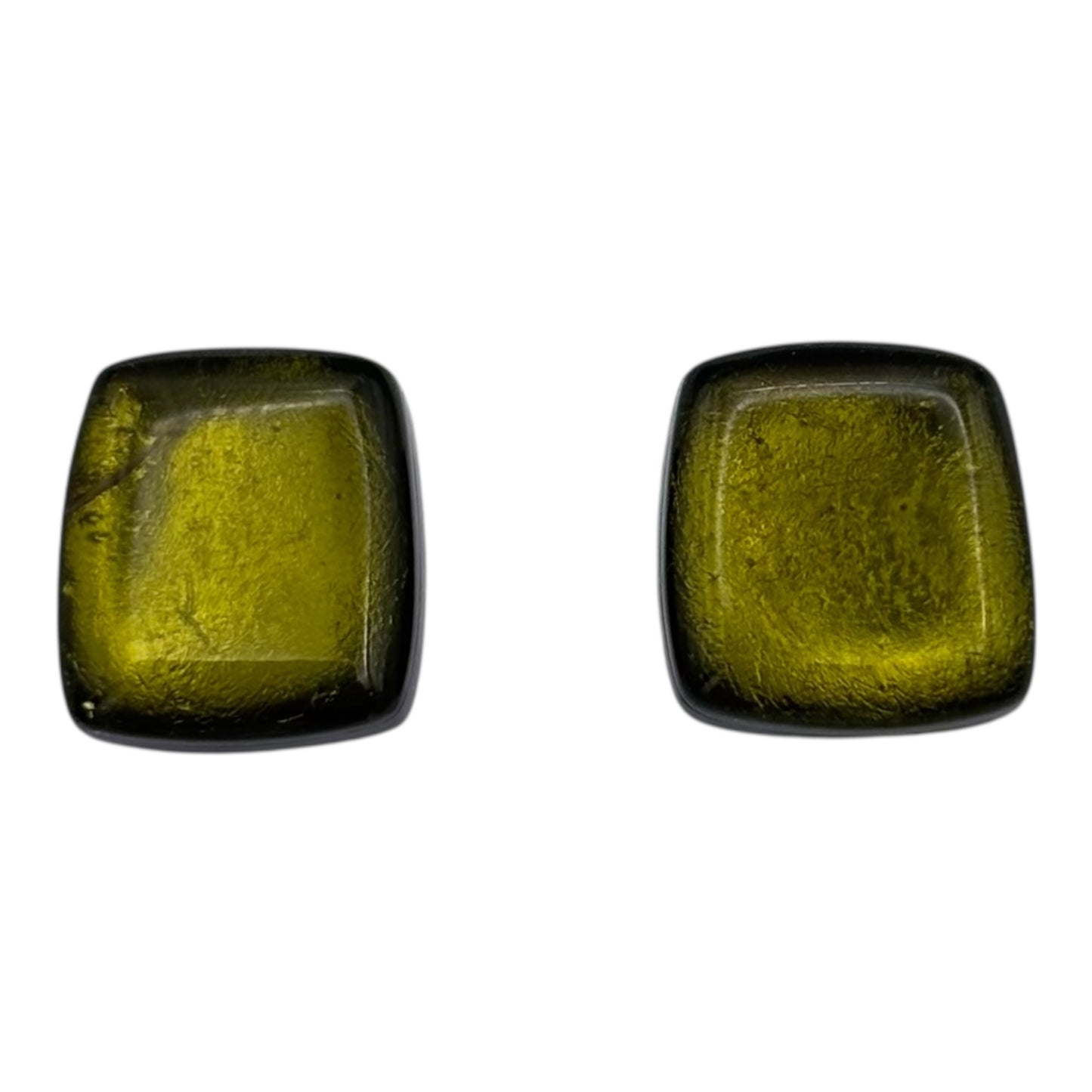 Pistachio Elongated Rectangles Shiny Off-Square Stud Earrings