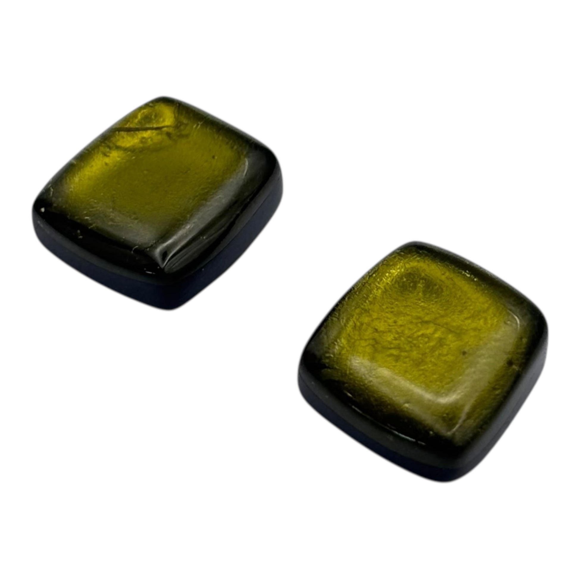 Pistachio Elongated Rectangles Shiny Off-Square Stud Earrings