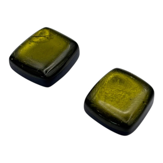 Pistachio Elongated Rectangles Shiny Off-Square Stud Earrings