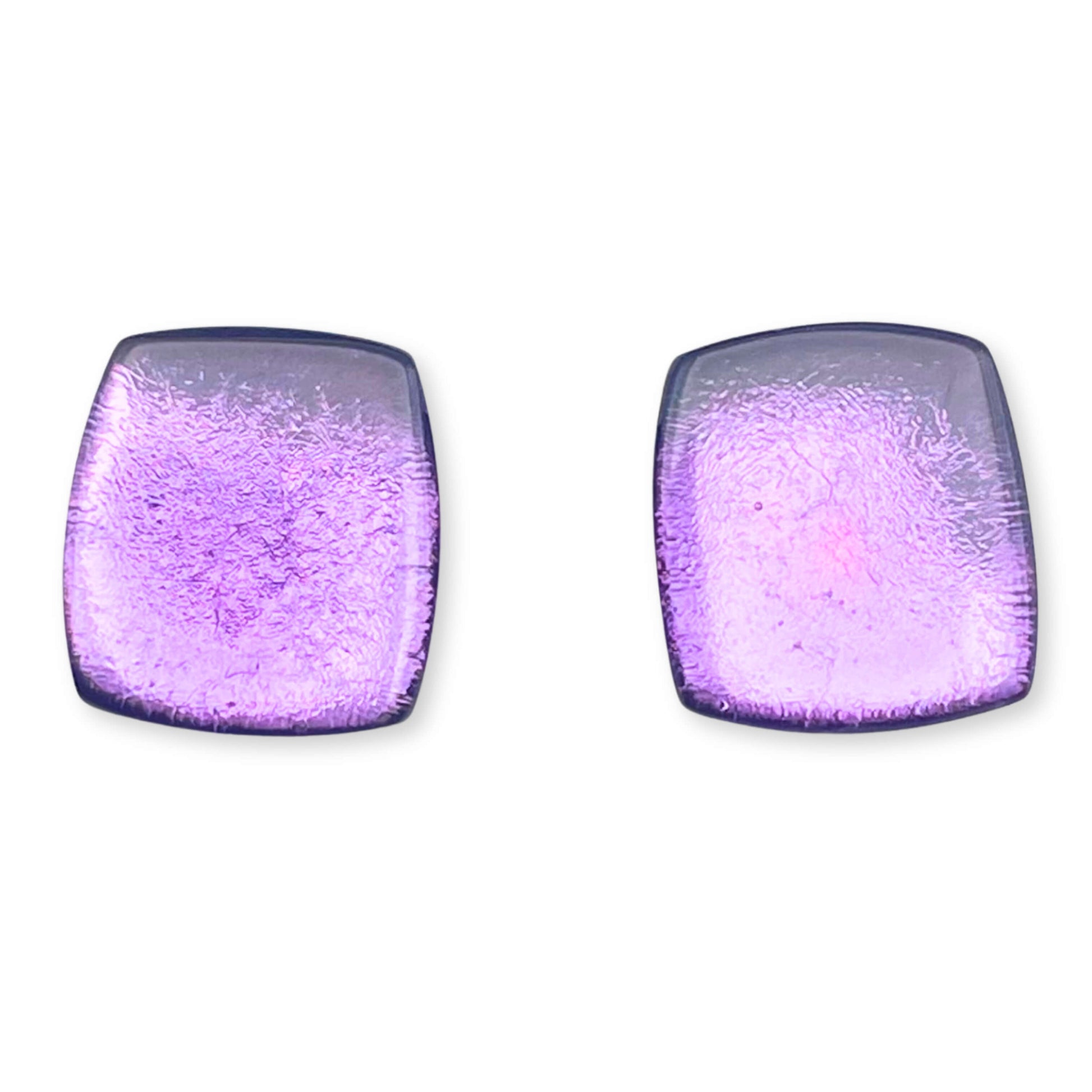 Rainbow Elongated Rectangles Shiny Off-Square Stud Earrings
