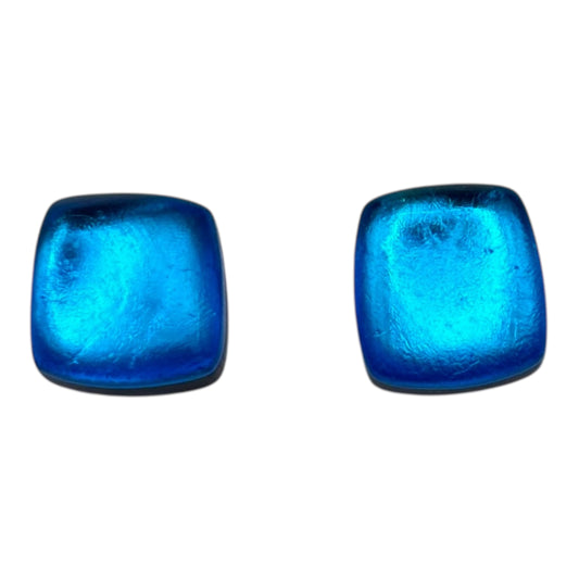 Turquoise Elongated Rectangles Shiny Off-Square Stud Earrings