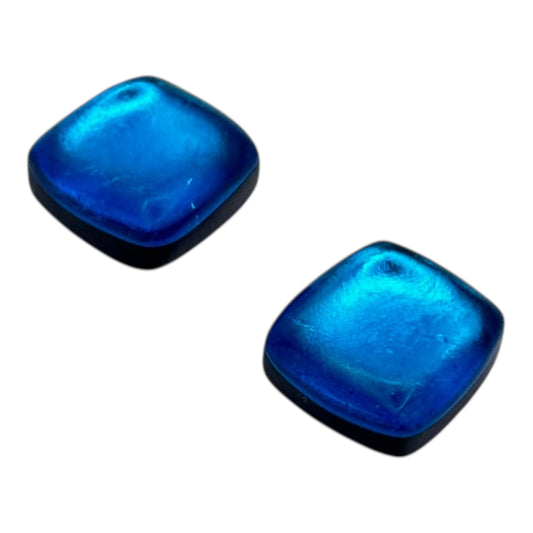 Turquoise Elongated Rectangles Shiny Off-Square Stud Earrings