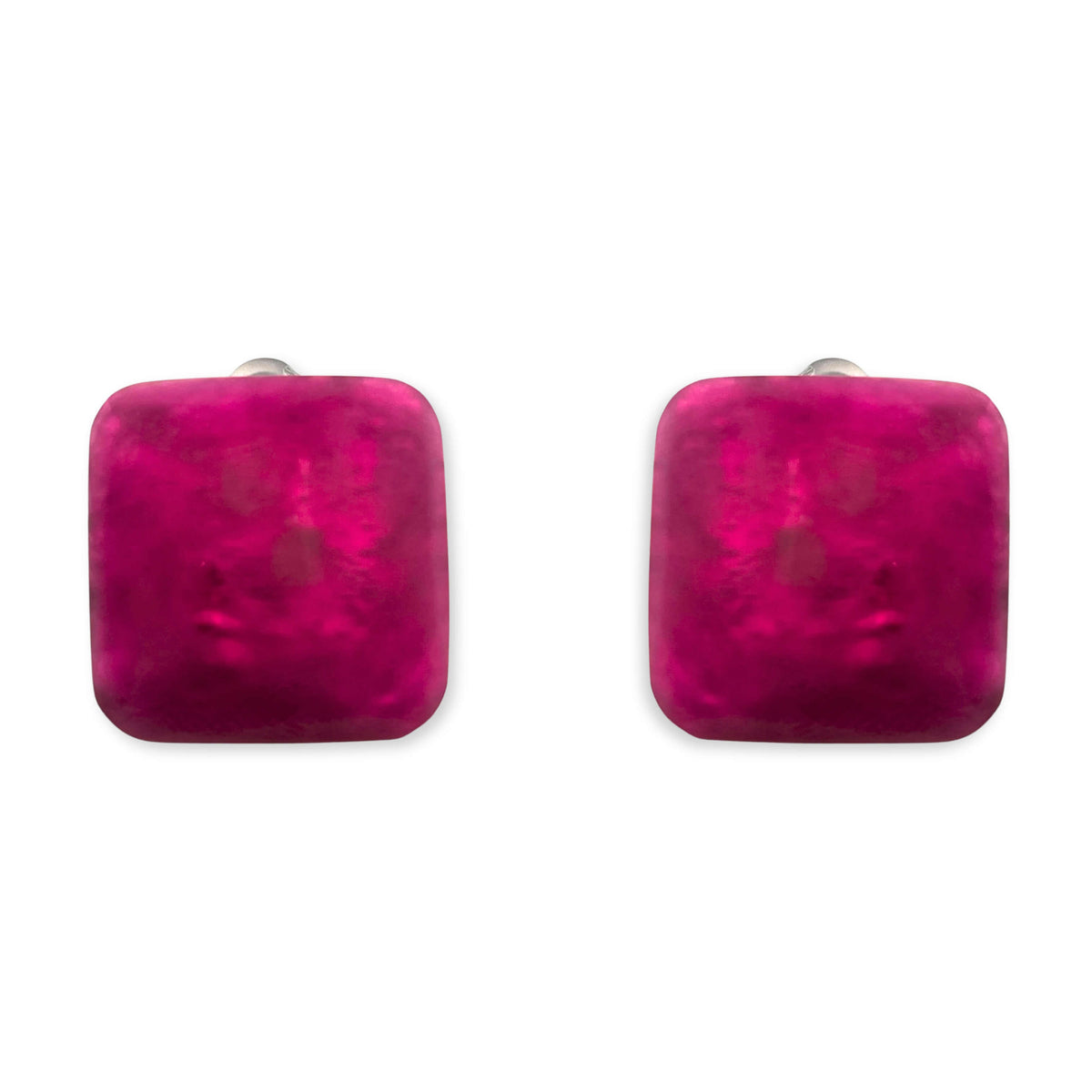 Flamingo Antique Square Matte Clip Earrings