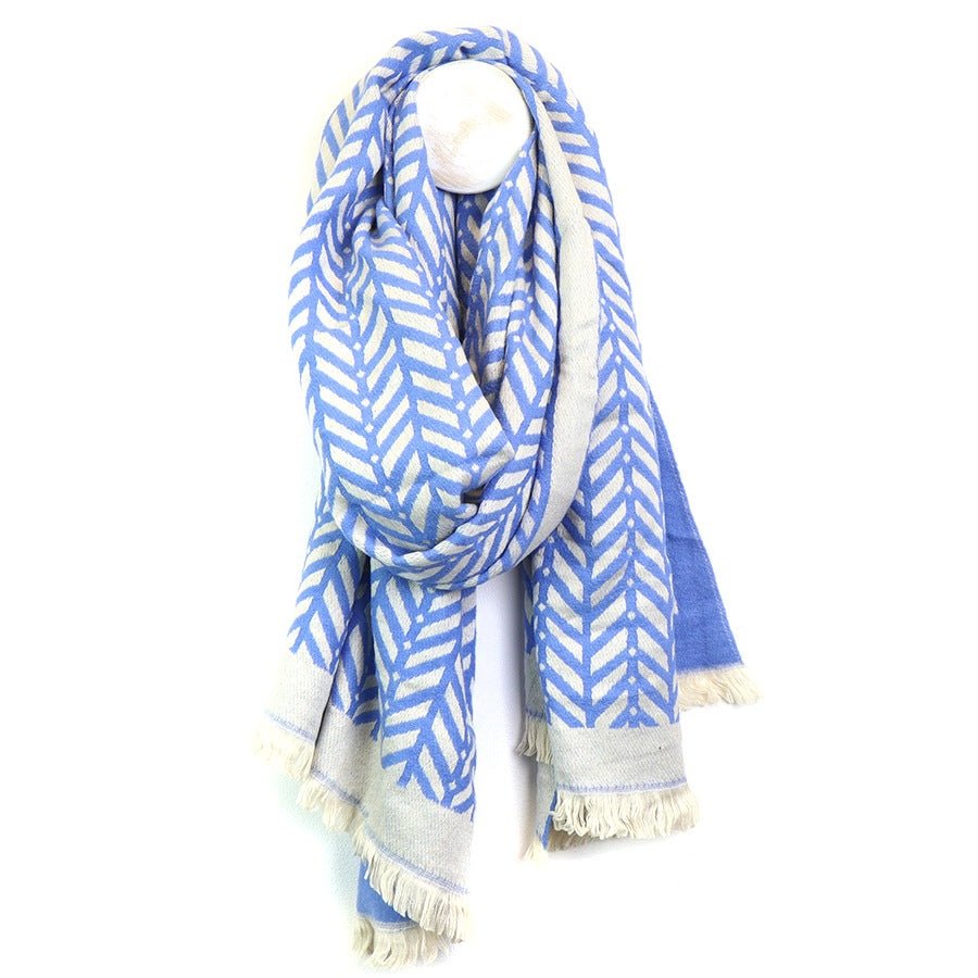 Bright Blue Chevron Jacquard Scarf | The Jewellery Stop