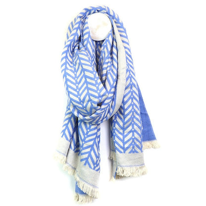 Bright Blue Chevron Jacquard Scarf | The Jewellery Stop