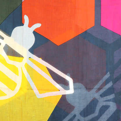 Multicoloured Honeycomb Bee Print Scarf | The Jewellery Stop