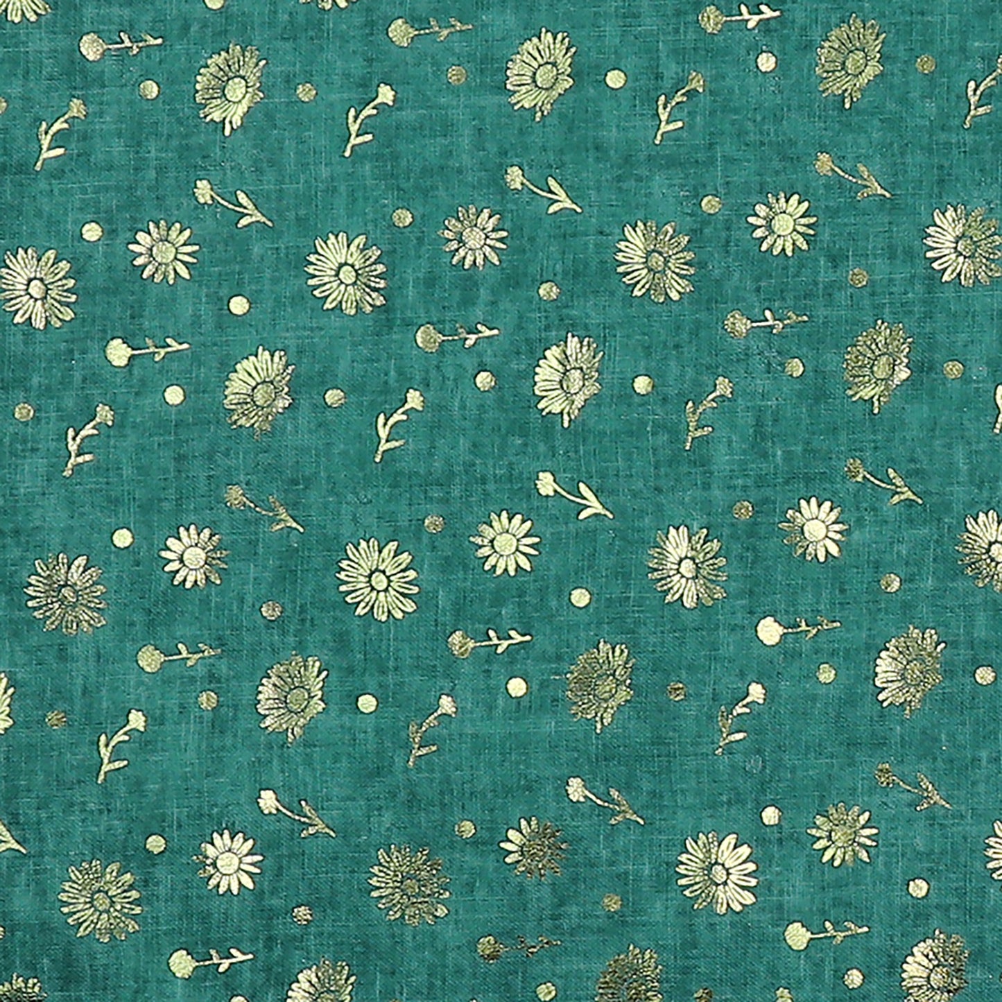 Washed Finish Green Scarf with Daisy Foil Print