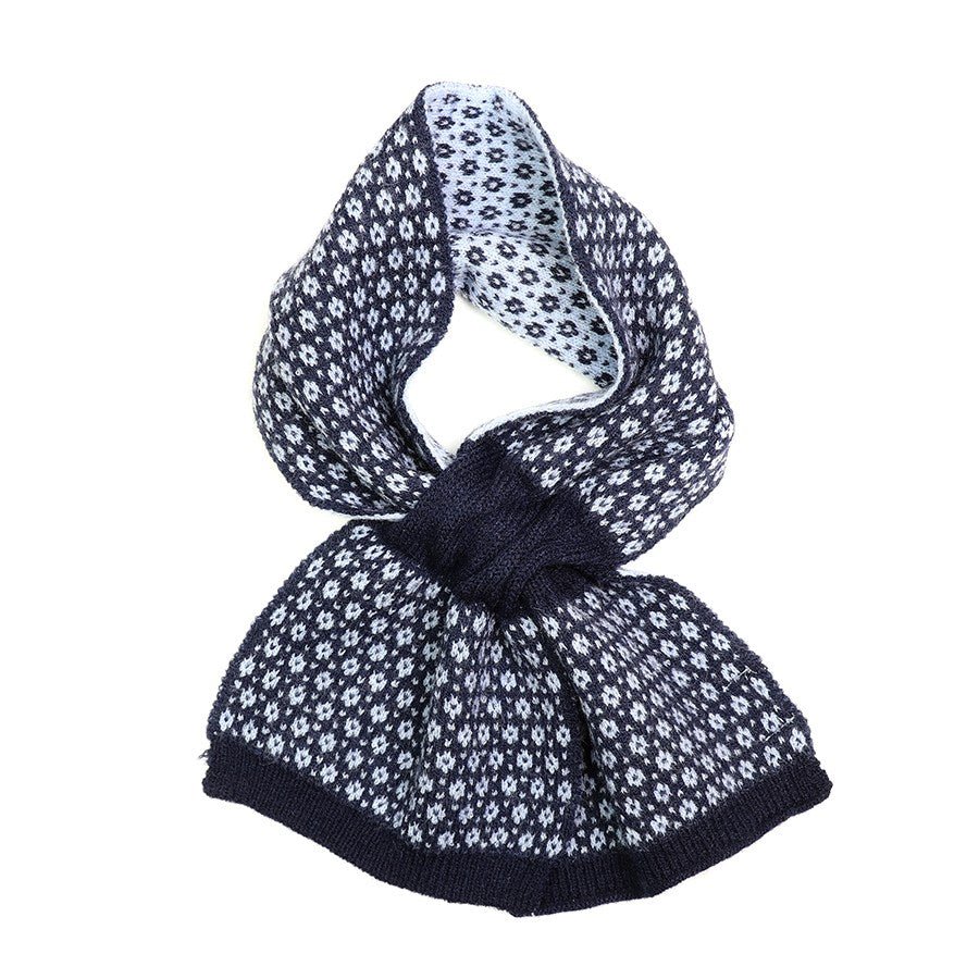 Navy And Pale Blue Tiny Flower Pull Through Scarf | The Jewellery Stop