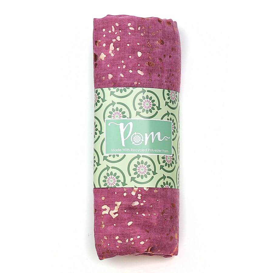 Raspberry Scarf With Rose Gold Speckle Foil Print | The Jewellery Stop