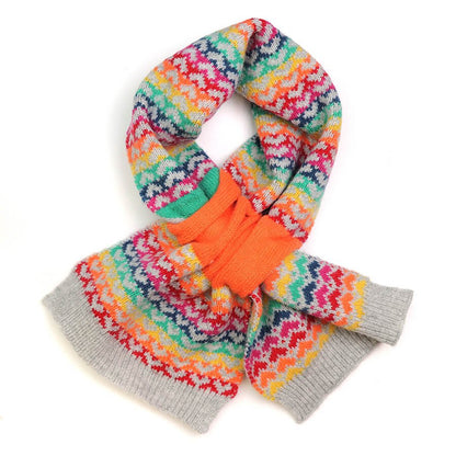 Grey Pull Through Scarf With Rainbow Hearts | The Jewellery Stop