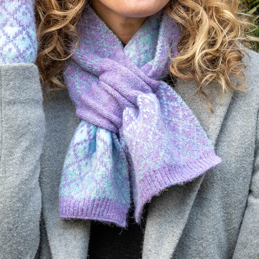 Eco Lilac Diamond Knit Pull Through Scarf | The Jewellery Stop