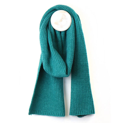 Bright Teal Cable Knit Plain Scarf | The Jewellery Stop