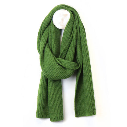 Green Mini Cable Knit Plain Scarf | The Jewellery Stop
