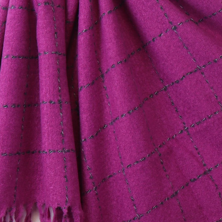 Magenta Running Stitch Checked Scarf | The Jewellery Stop