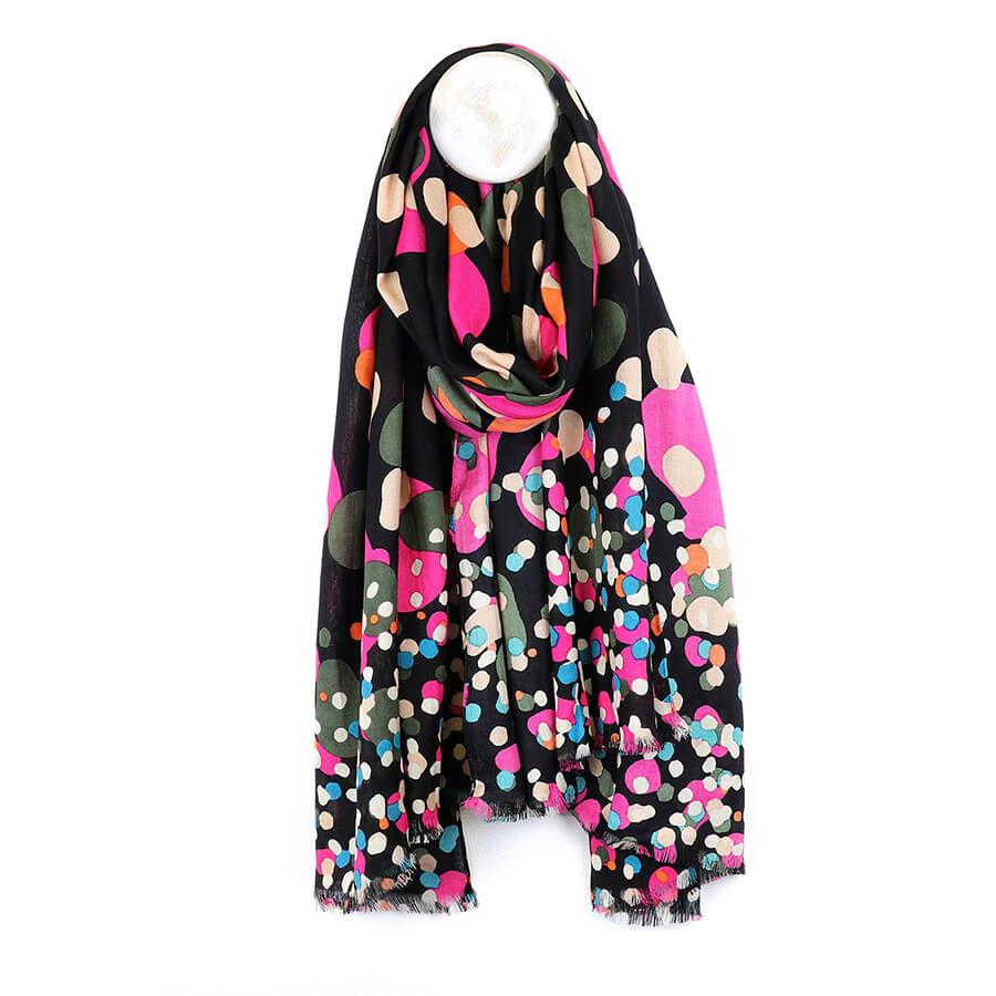 Black Multi Mix Graduated Spot Print Scarf | The Jewellery Stop