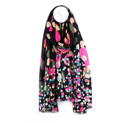 Black Multi Mix Graduated Spot Print Scarf | The Jewellery Stop