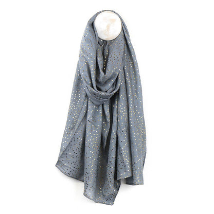 Dove Grey Scarf With Gold Speckle Foil Print | The Jewellery Stop