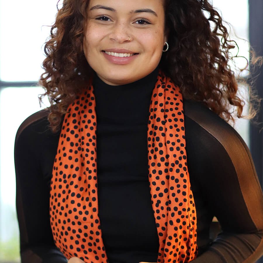 Burnt Orange and Black Polka Dot Scarf | The Jewellery Stop