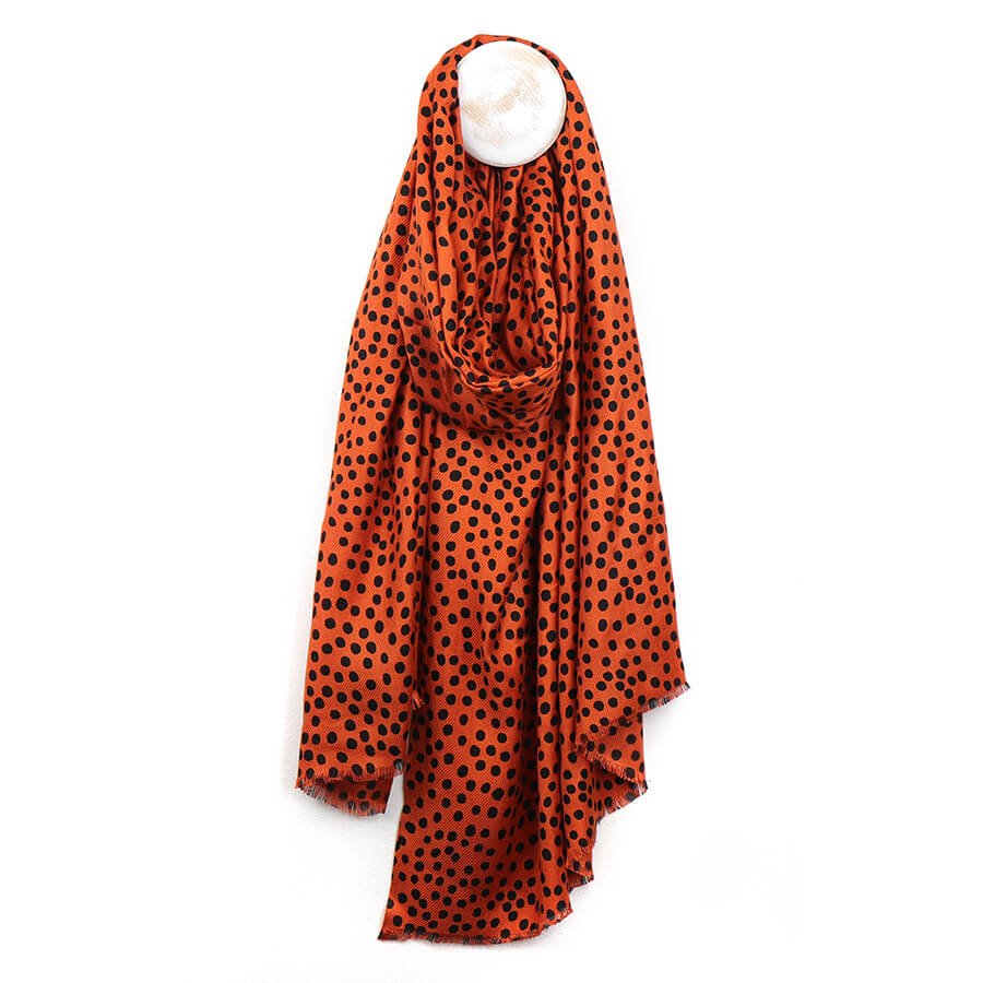 Burnt Orange and Black Polka Dot Scarf | The Jewellery Stop