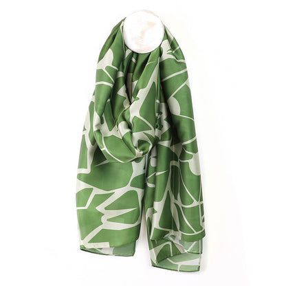Green And Cream Abstract Shatter Print Scarf | The Jewellery Stop