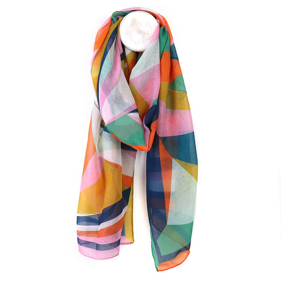 Eco Multicoloured Bright Abstract Print Scarf | The Jewellery Stop