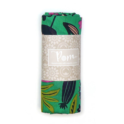 Green, Pink And Navy Abstract Botanical Print Scarf | The Jewellery Stop