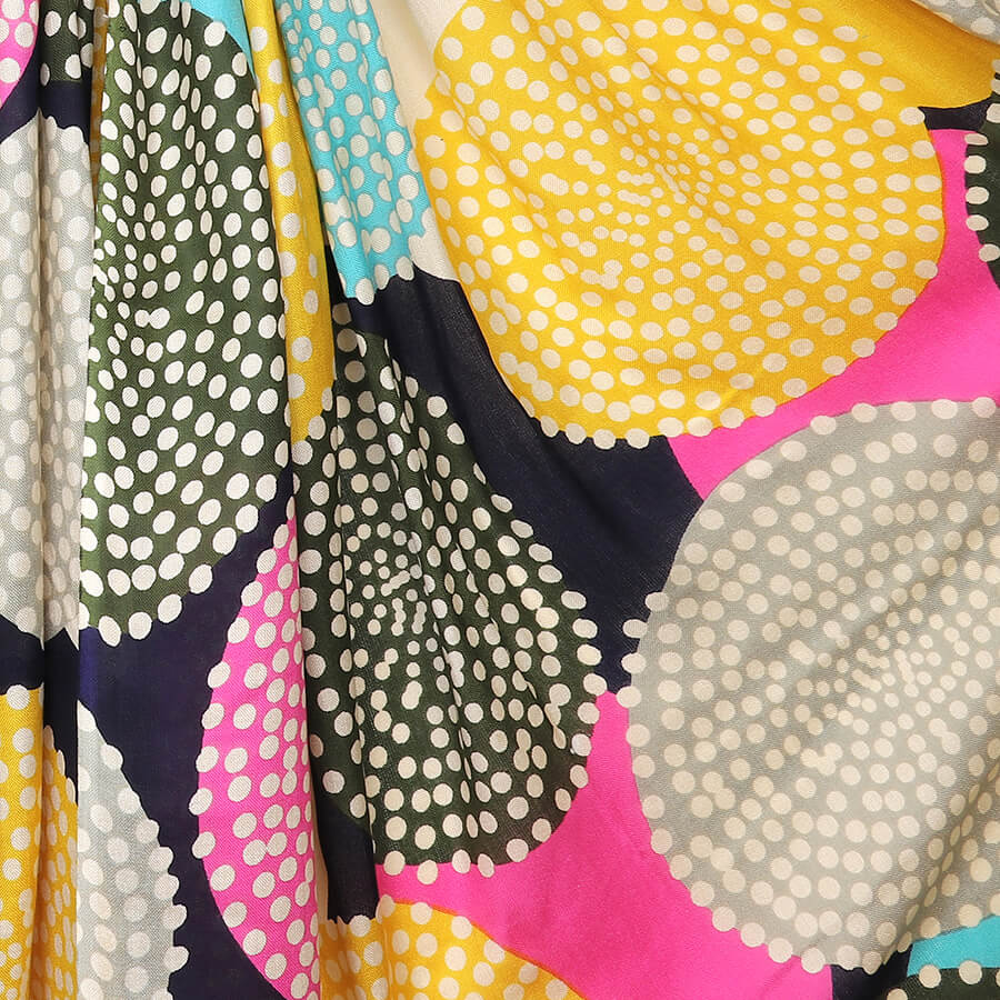 Black, Pink And Yellow Circle Spotty Scarf | The Jewellery Stop