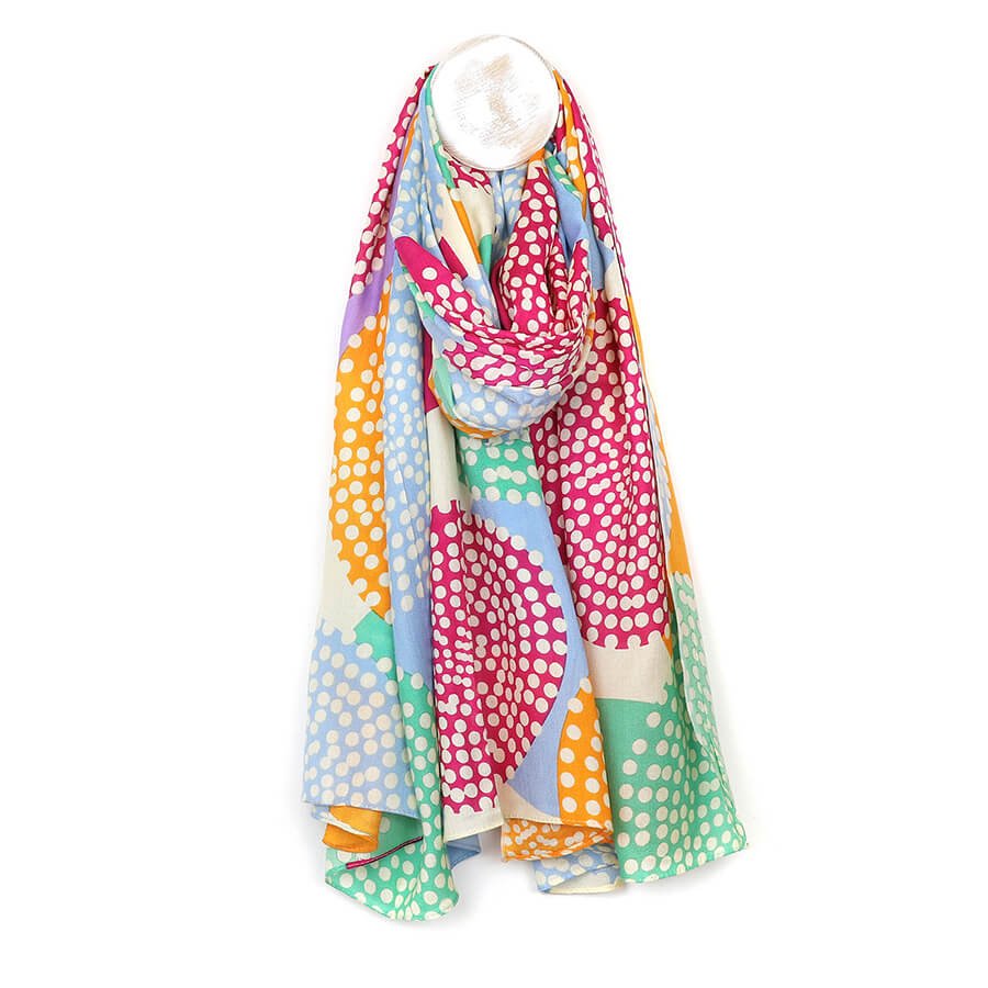 Pastels, Pink And Mustard Circle Spotty Scarf | The Jewellery Stop