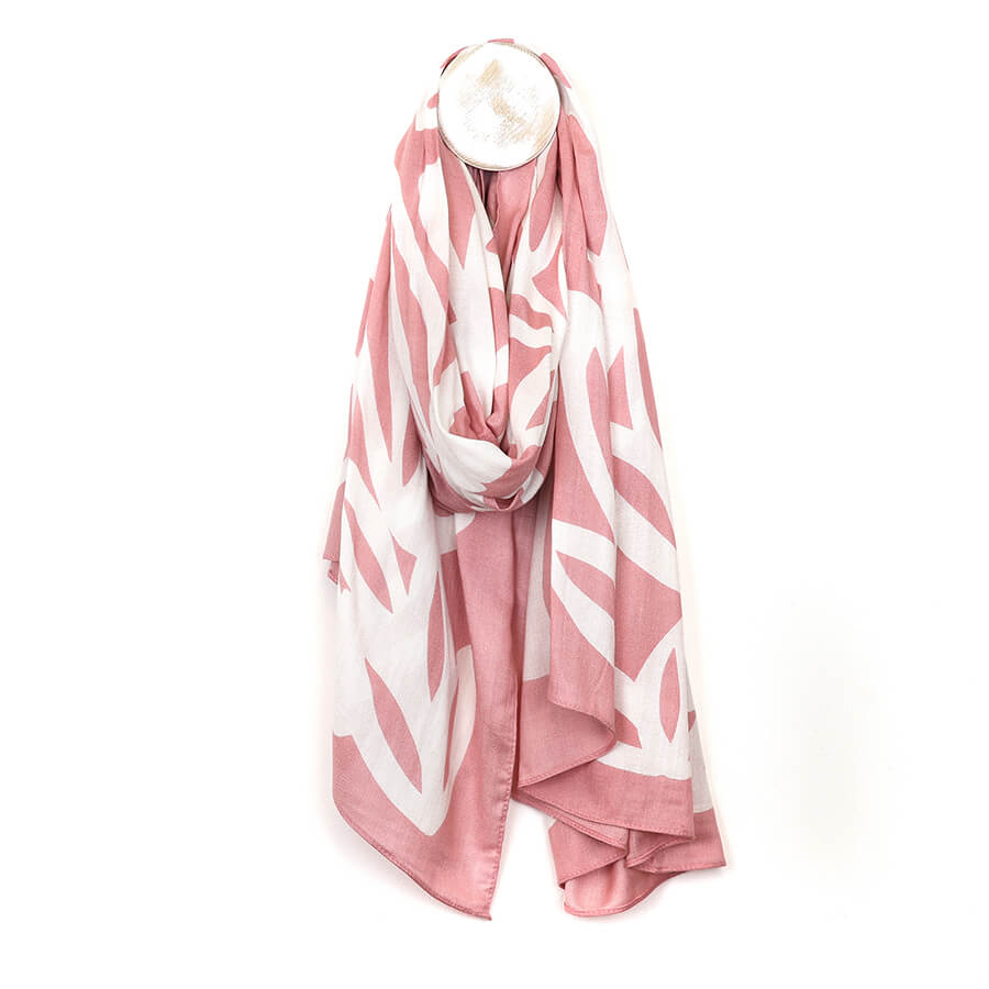 Blush Pink Leaf Silhouette Print Scarf | The Jewellery Stop