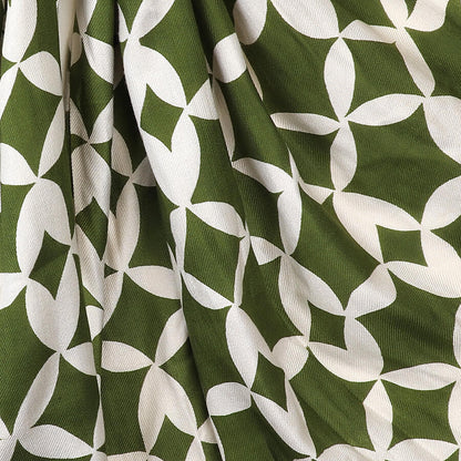 Olive Green Geo Print Twill Scarf | The Jewellery Stop