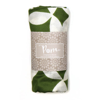 Olive Green Geo Print Twill Scarf | The Jewellery Stop