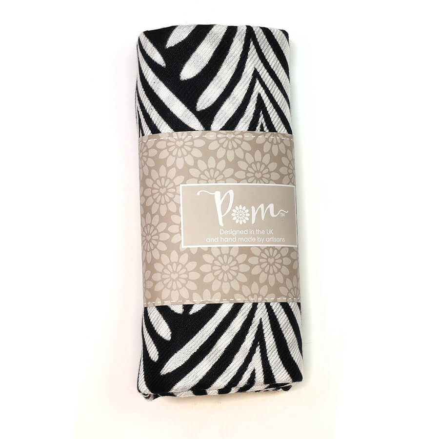 Olive Border Monochrome Fern Print Scarf | The Jewellery Stop
