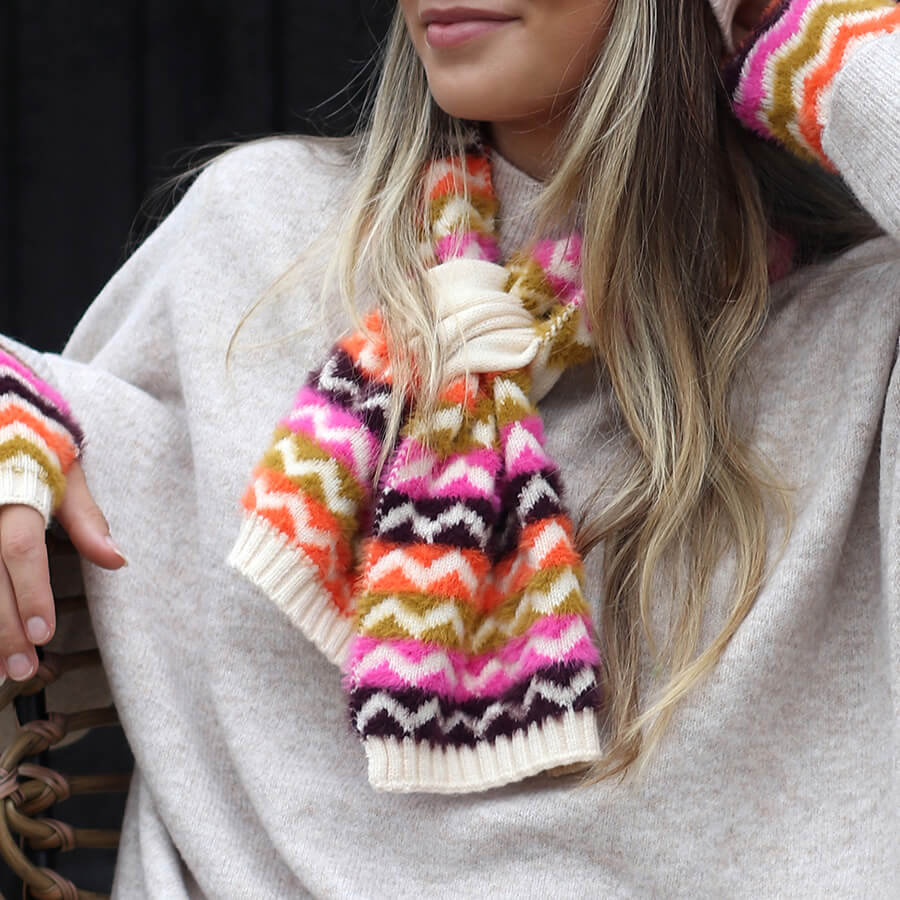Autumn Bright Mix Chevron Pull Through Scarf | The Jewellery Stop