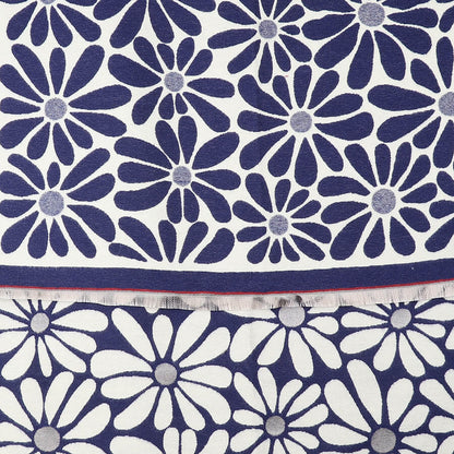Navy Retro Daisy Jacquard Scarf | The Jewellery Stop