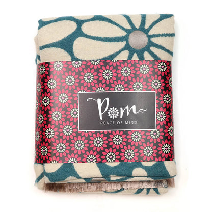 Dusky Teal Retro Daisy Jacquard Scarf | The Jewellery Stop