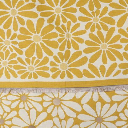 Mustard Retro Daisy Jacqard Scarf | The Jewellery Stop