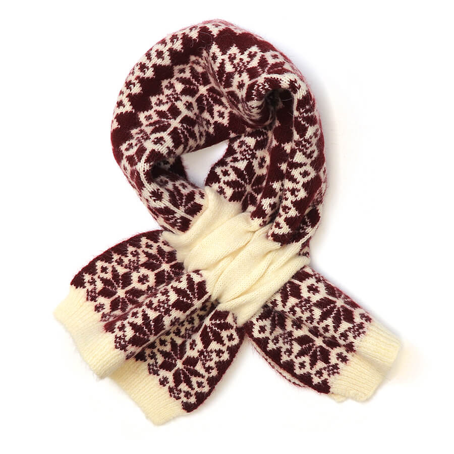 Burgundy And Cream Scandi Starflower Pull Through Scarf | The Jewellery Stop