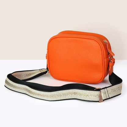 Orange Vegan Leather Camera Bag | The Jewellery Stop