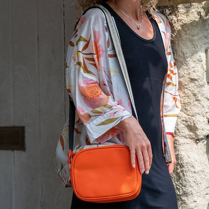 Orange Vegan Leather Camera Bag | The Jewellery Stop